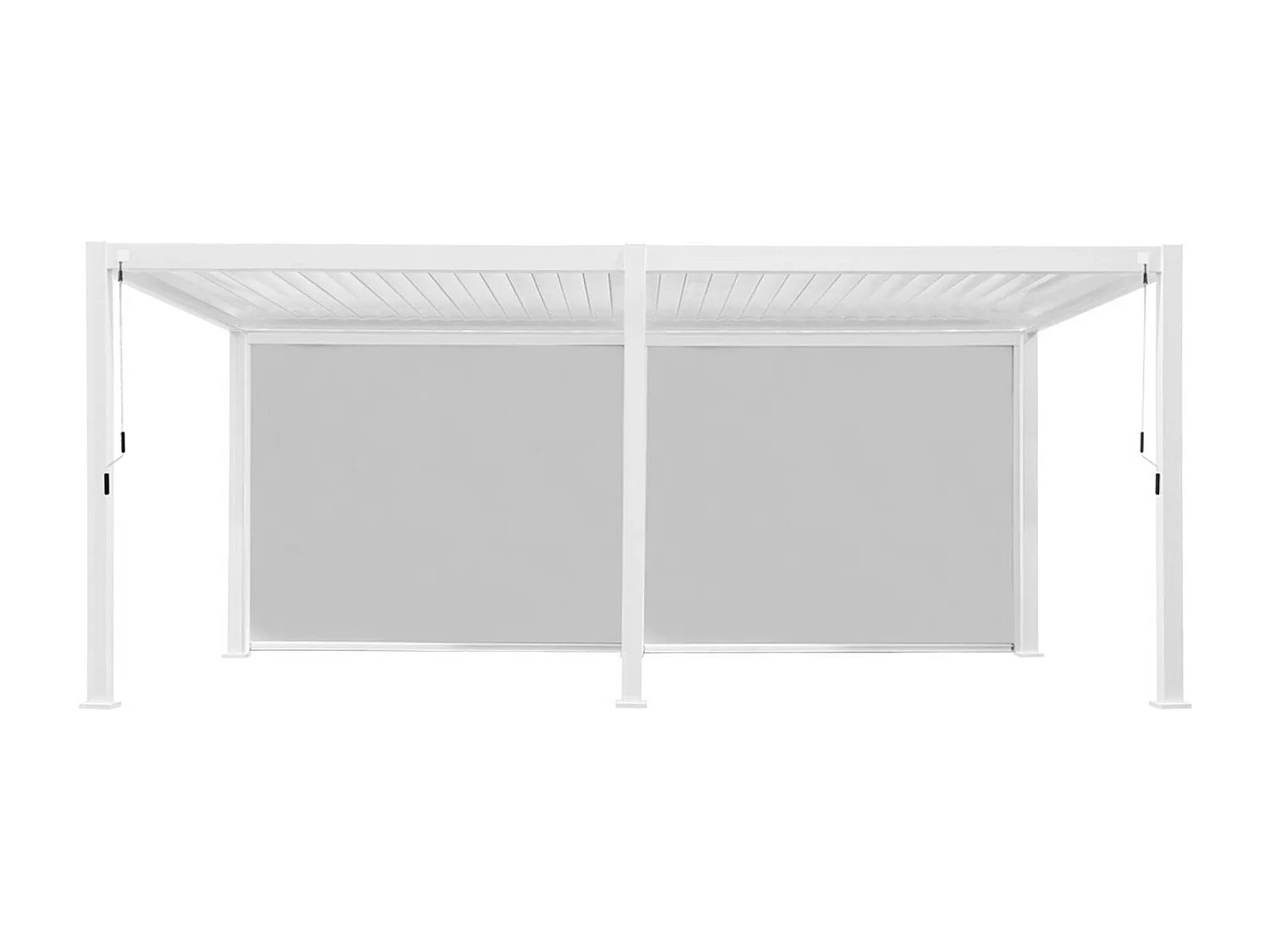 Pérgola bioclimática 3x6m +  2 toldos verticales de 3m blanco
