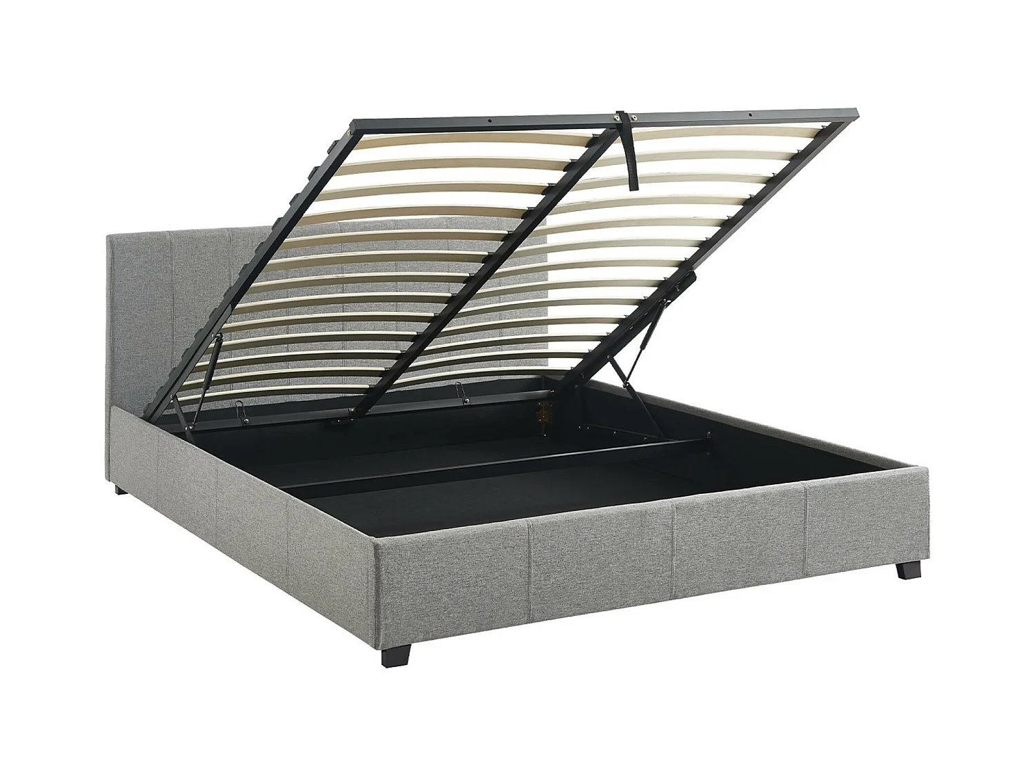 Cama con somier abatible y cabecero, 160m gris claro
