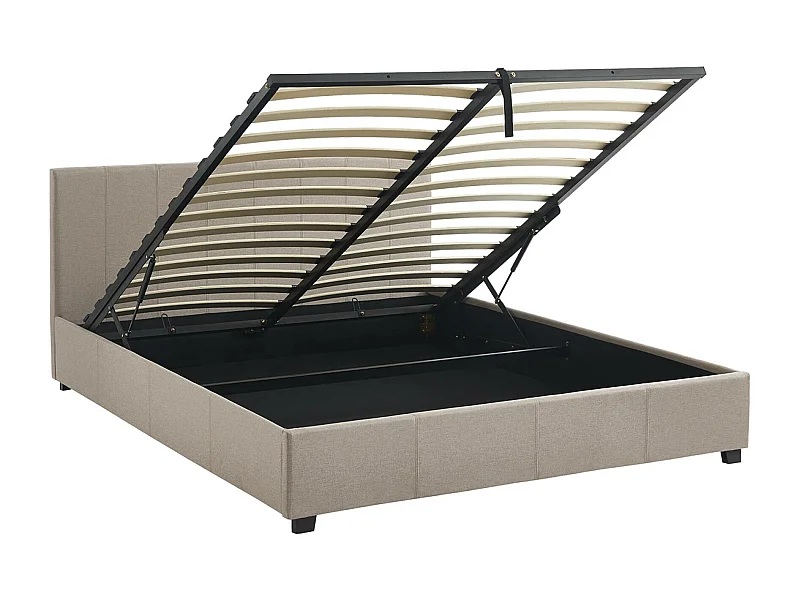 Cama con somier abatible y cabecero, 160m beige