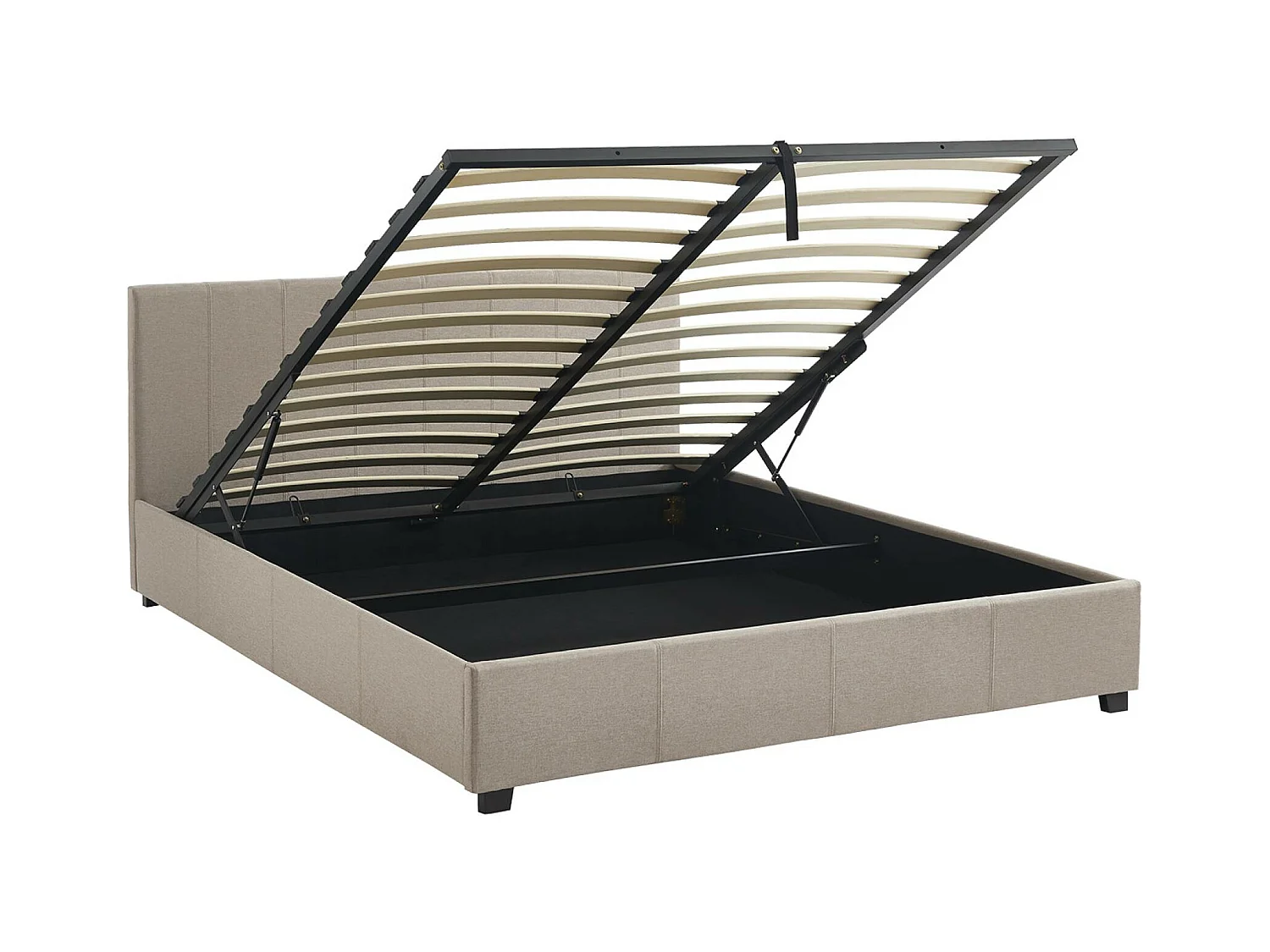 Cama con somier abatible y cabecero, 160m beige