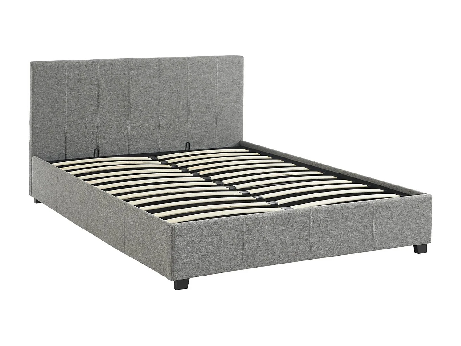 Cama con somier abatible y cabecero, 140cm gris claro