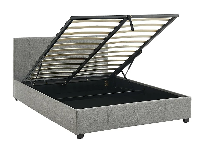 Cama con somier abatible y cabecero, 140cm gris claro