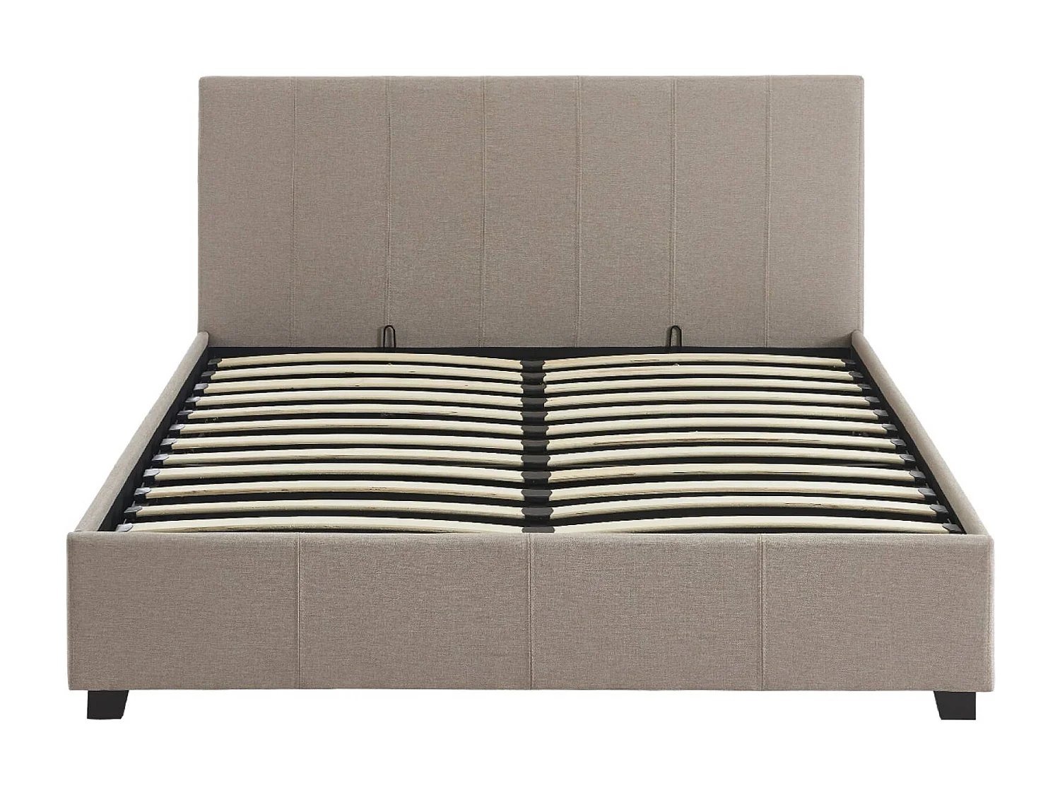 Letto a cassettone con rete a doghe e testiera, 140x90cm, beige