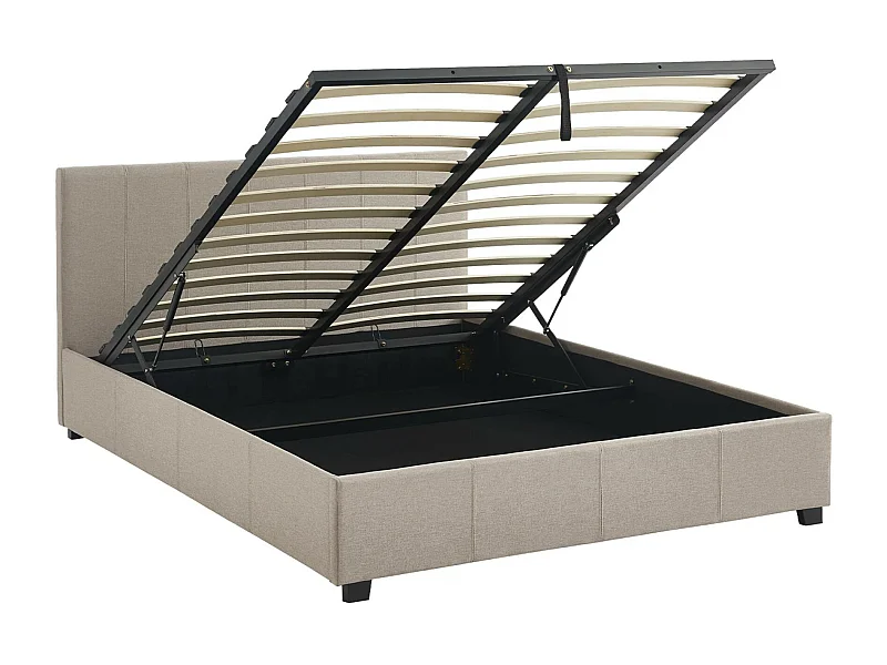 Cama con somier abatible y cabecero, 140cm beige