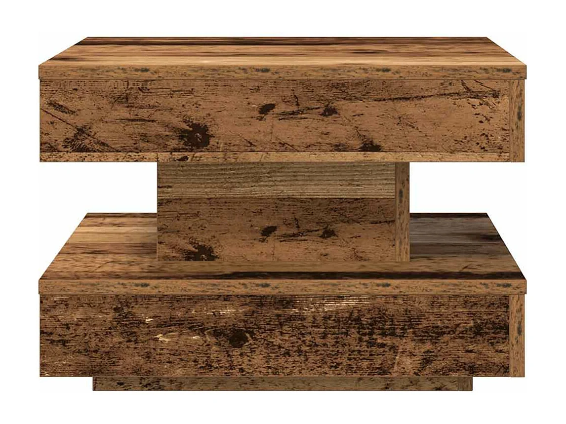 Mesa de centro rotativa a 360 graus 50x50x34,5 cm madeira velha