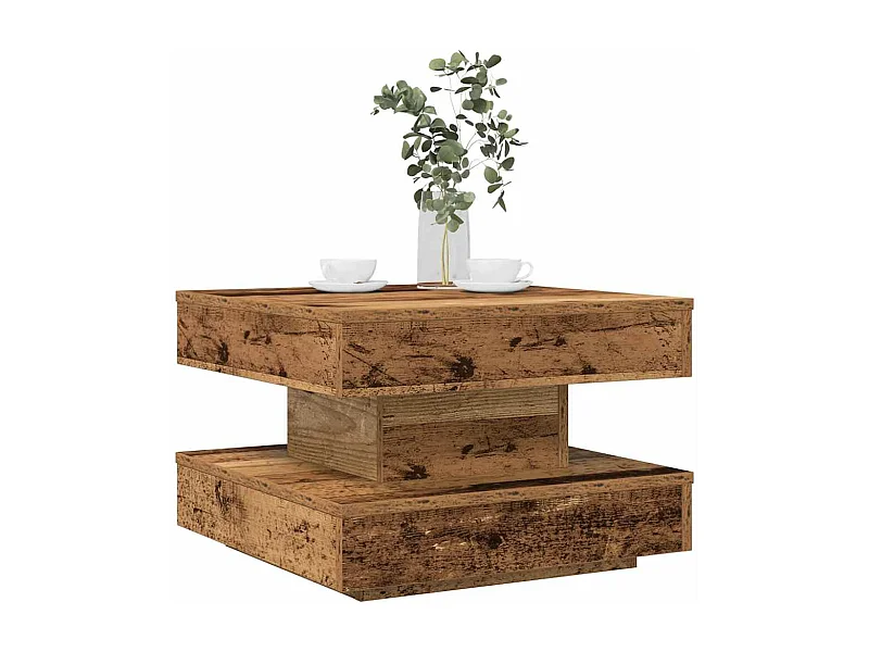 Mesa de centro rotativa a 360 graus 50x50x34,5 cm madeira velha