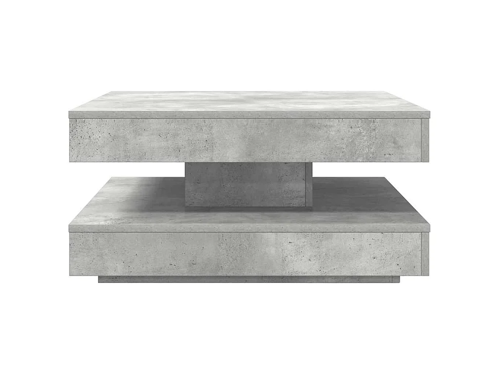 Table basse rotative à 360 degrés gris béton 70x70x34,5 cm