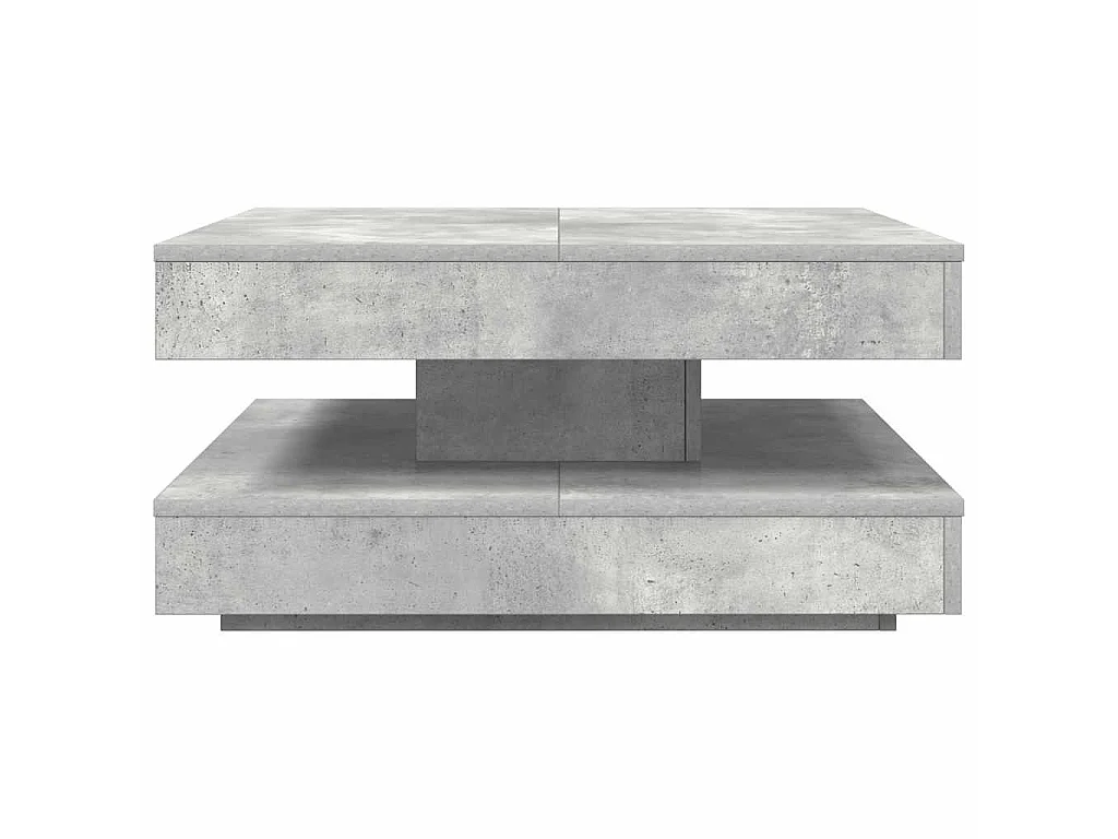 Table basse rotative à 360 degrés gris béton 70x70x34,5 cm