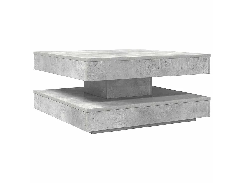 Table basse rotative à 360 degrés gris béton 70x70x34,5 cm