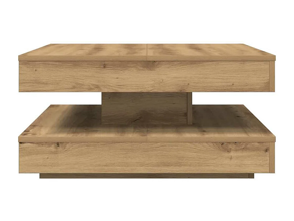 Table basse rotative à 360 degrés chêne artisanal 70x70x34,5 cm