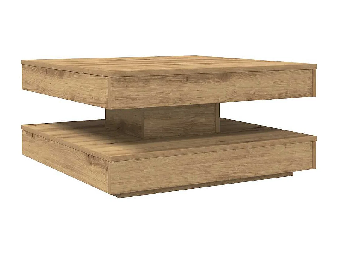 Table basse rotative à 360 degrés chêne artisanal 70x70x34,5 cm