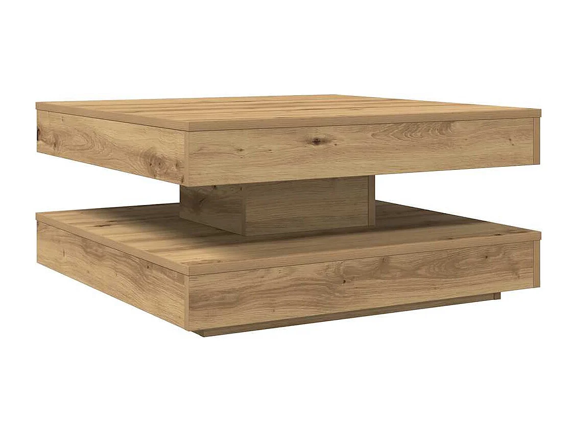 Table basse rotative à 360 degrés chêne artisanal 70x70x34,5 cm