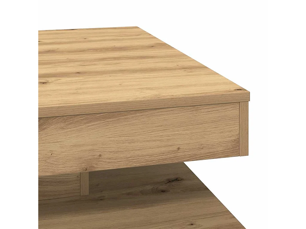 Table basse rotative à 360 degrés chêne artisanal 70x70x34,5 cm