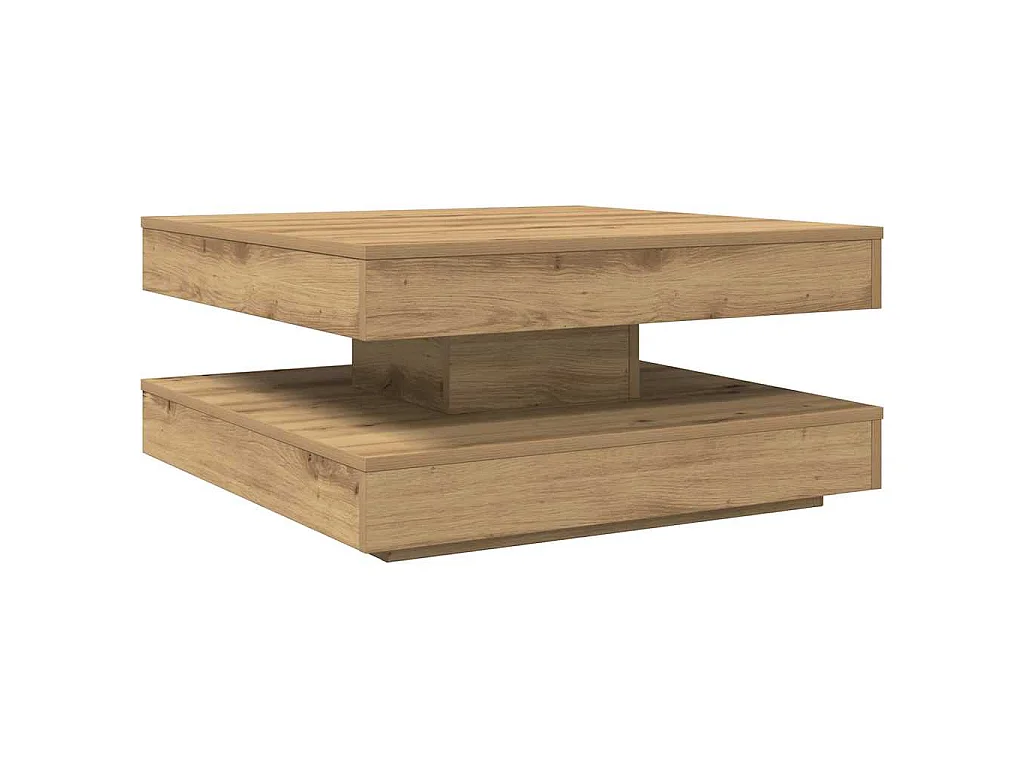 Table basse rotative à 360 degrés chêne artisanal 70x70x34,5 cm