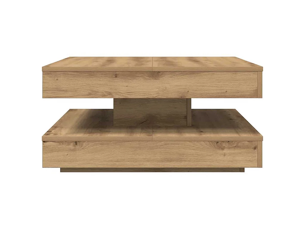 Table basse rotative à 360 degrés chêne artisanal 70x70x34,5 cm