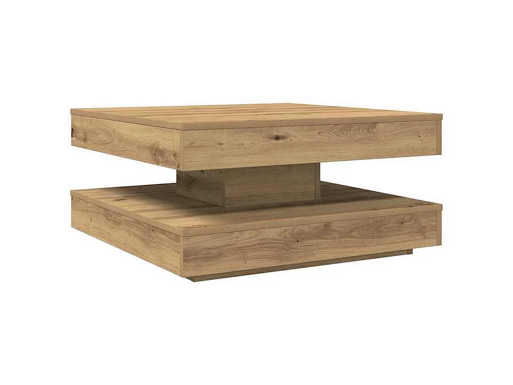 Table basse rotative à 360 degrés chêne artisanal 70x70x34,5 cm