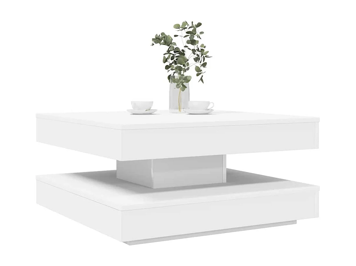 Mesa de centro giratoria 360 grados blanco 70x70x34,5 cm