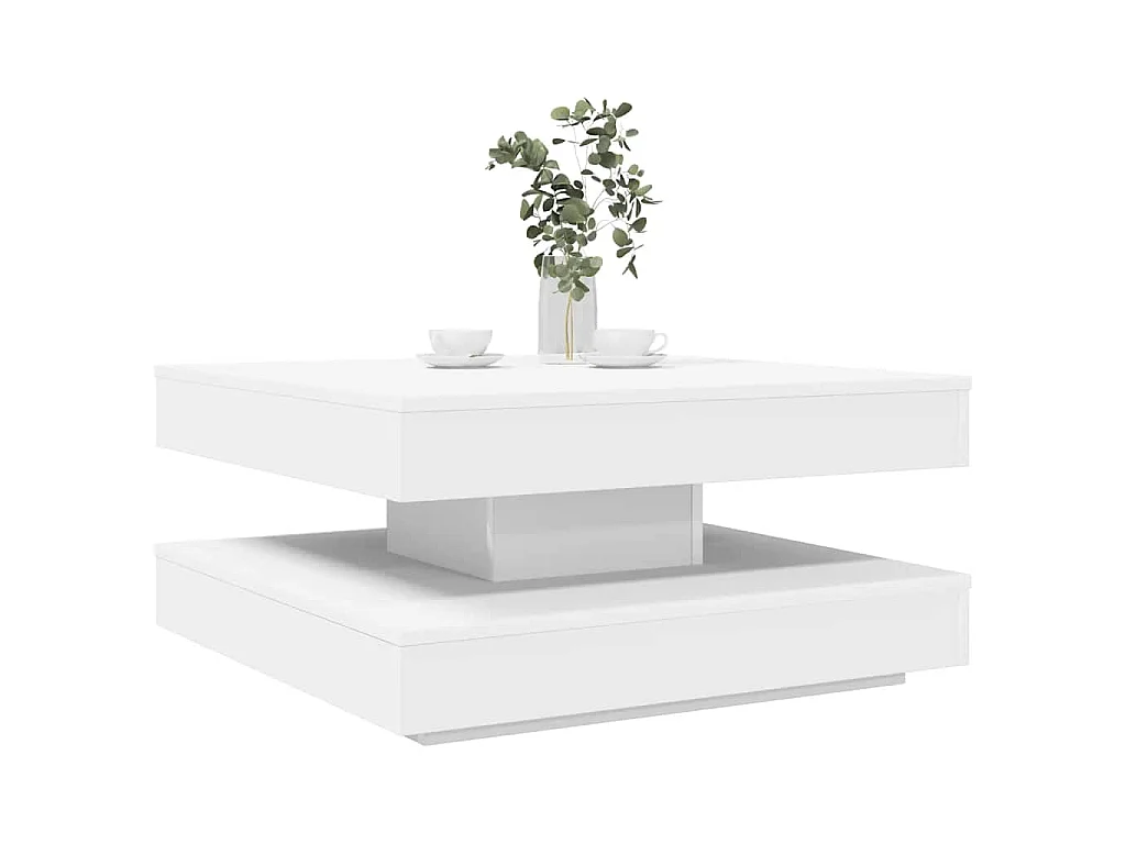 Table basse rotative à 360 degrés blanc 70x70x34,5 cm
