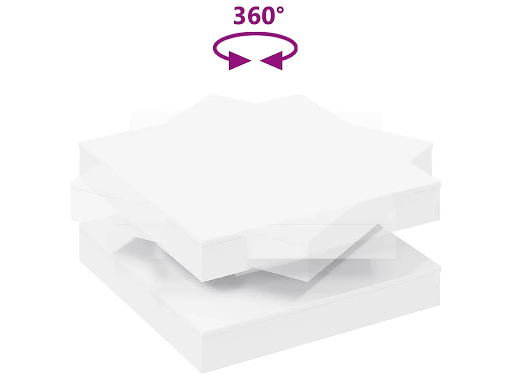 Table basse rotative à 360 degrés blanc 70x70x34,5 cm