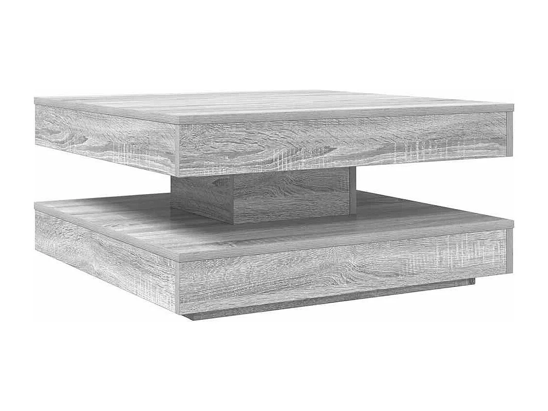 Table basse rotative à 360 degrés sonoma gris 70x70x34,5 cm