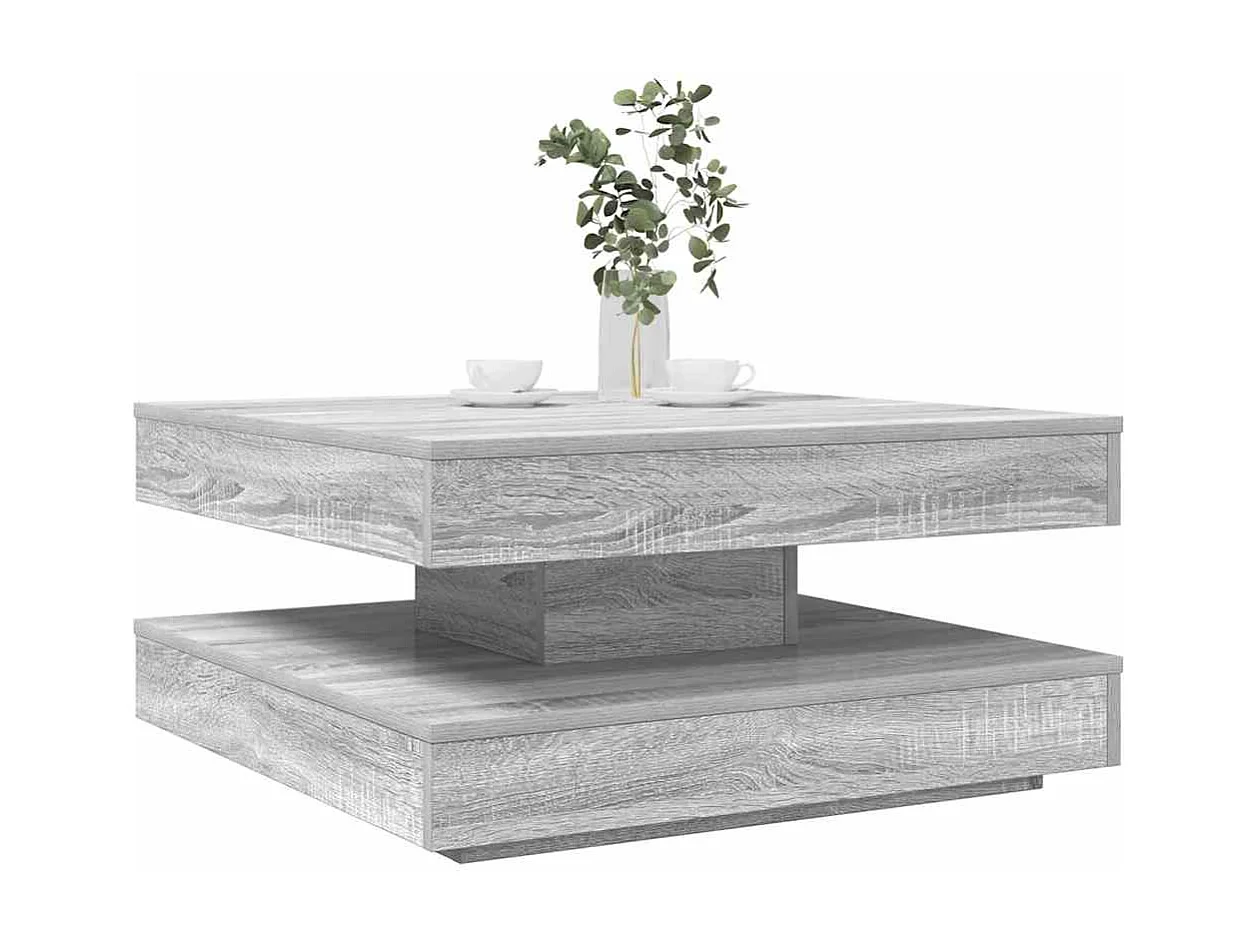 Couchtisch 360-Grad Drehbar Grau Sonoma 70x70x34,5 cm