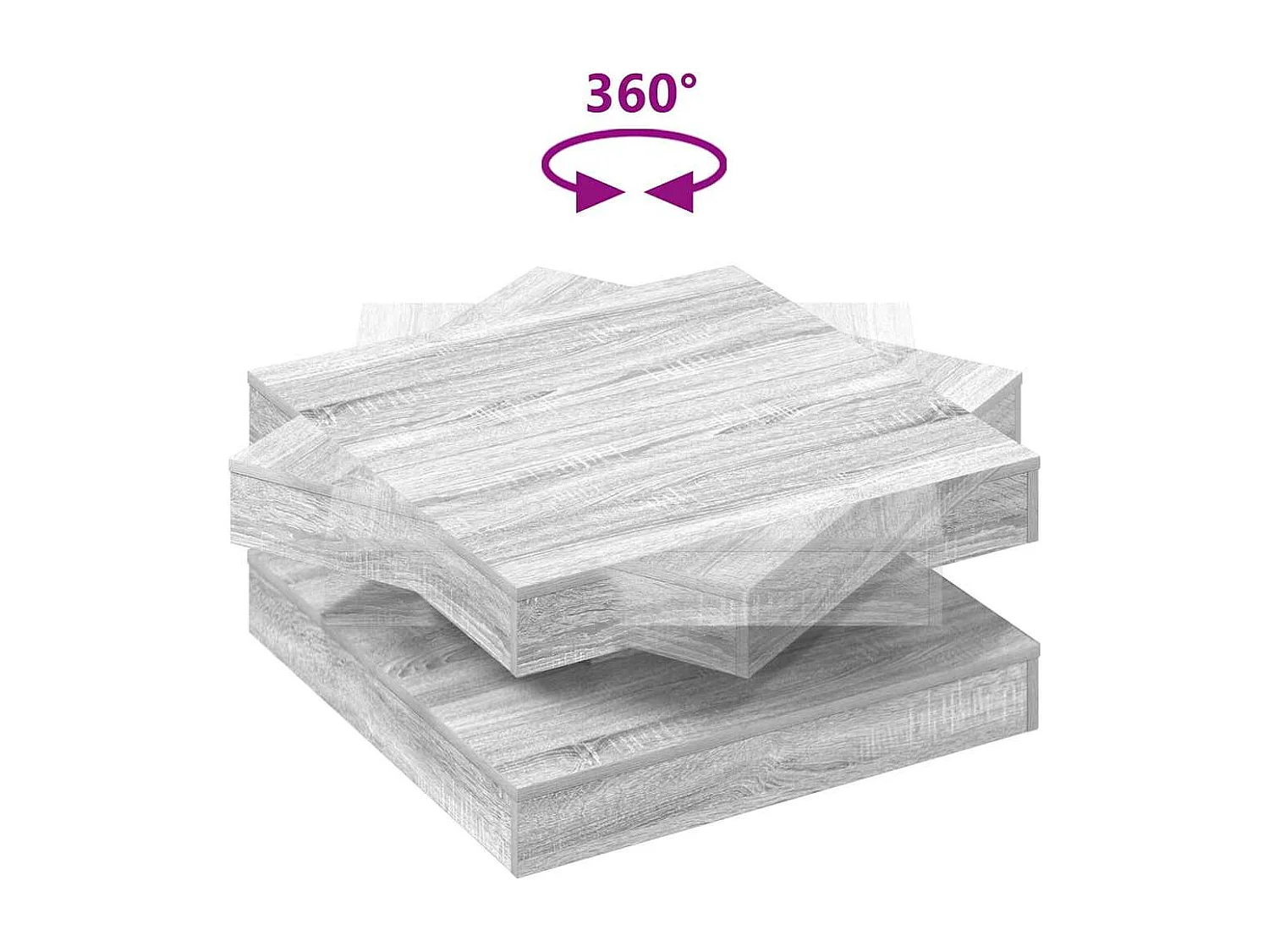 Couchtisch 360-Grad Drehbar Grau Sonoma 70x70x34,5 cm