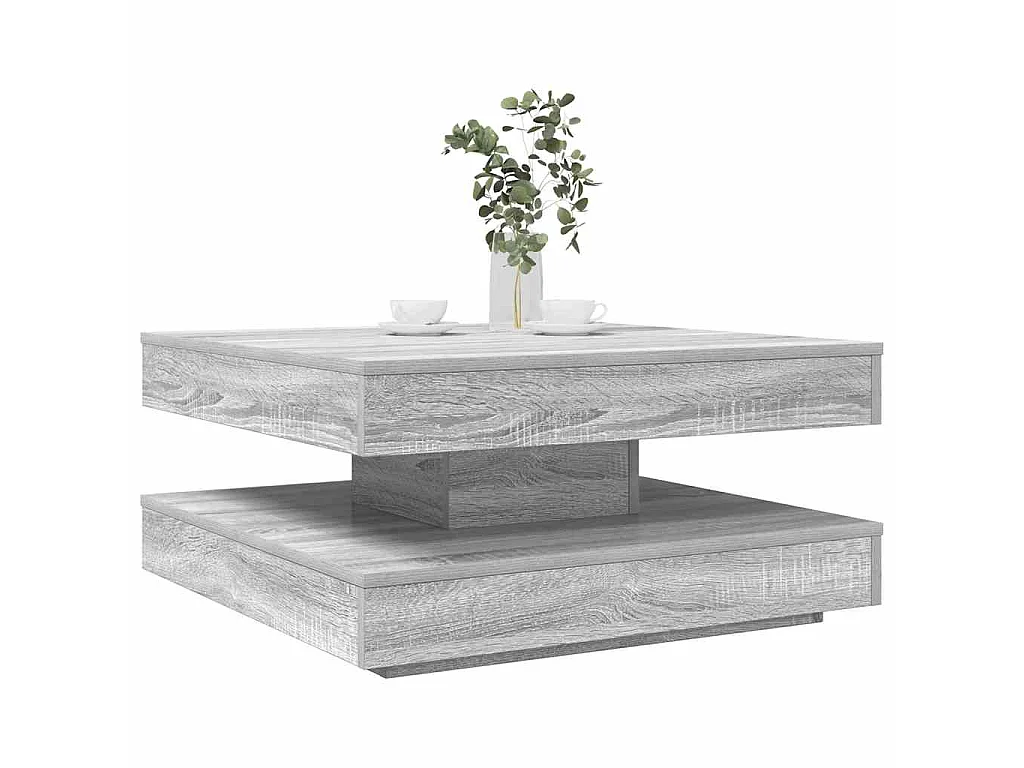 Salontafel 360 graden draaibaar 70x70x34,5cm grijs sonoma eiken
