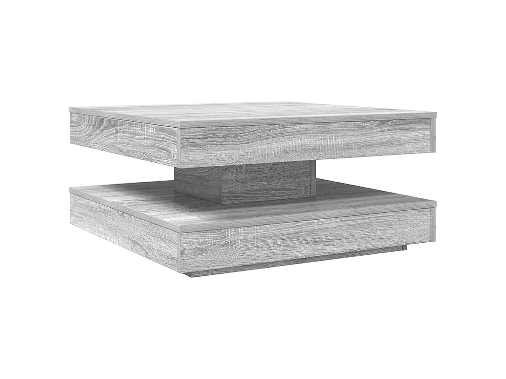 Table basse rotative à 360 degrés sonoma gris 70x70x34,5 cm