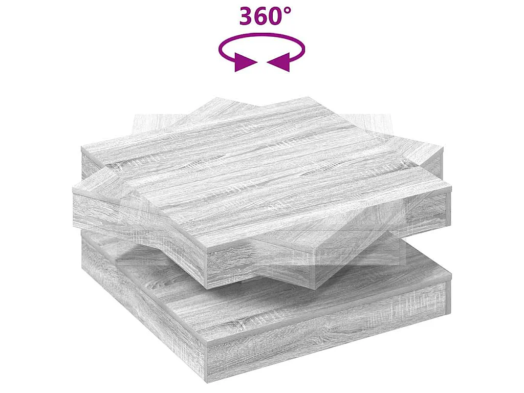 Table basse rotative à 360 degrés sonoma gris 70x70x34,5 cm