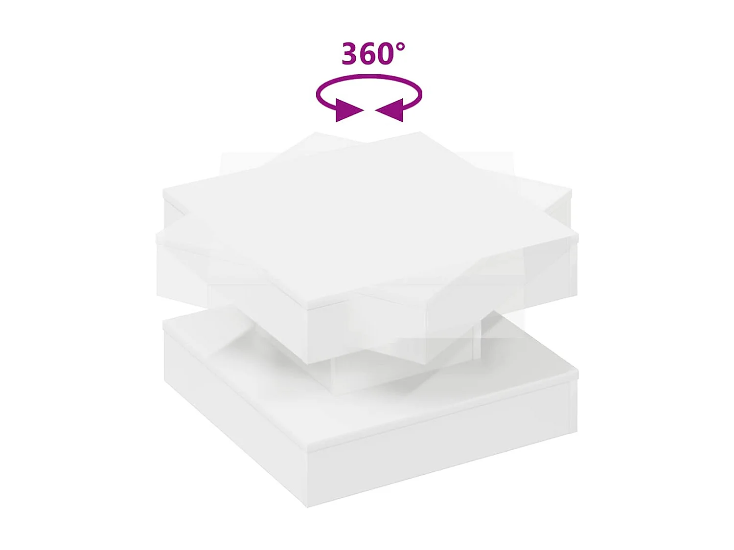 Table basse rotative à 360 degrés blanc 50x50x34,5 cm