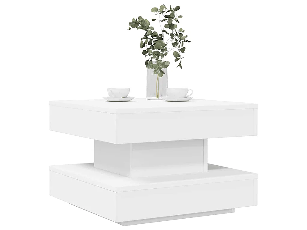 Tavolino da Caffè Girevole a 360 Gradi Bianco 50x50x34,5 cm