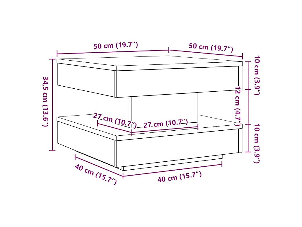 Tavolino da Caffè Girevole a 360 Gradi Bianco 50x50x34,5 cm