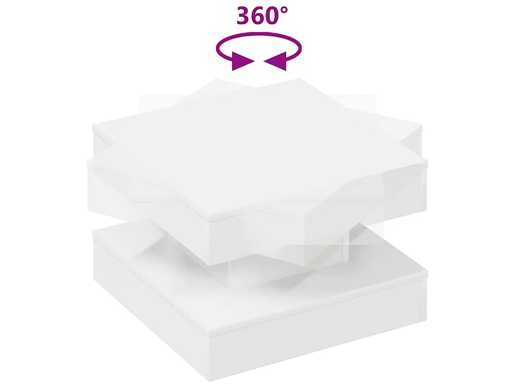 Tavolino da Caffè Girevole a 360 Gradi Bianco 50x50x34,5 cm