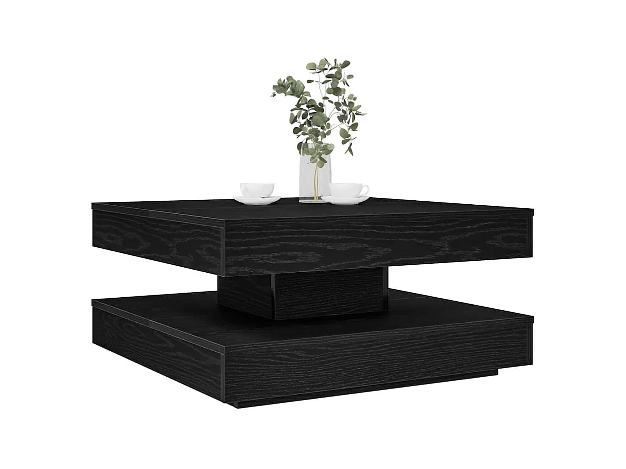 Table basse rotative à 360 degrés noir 70x70x34,5 cm