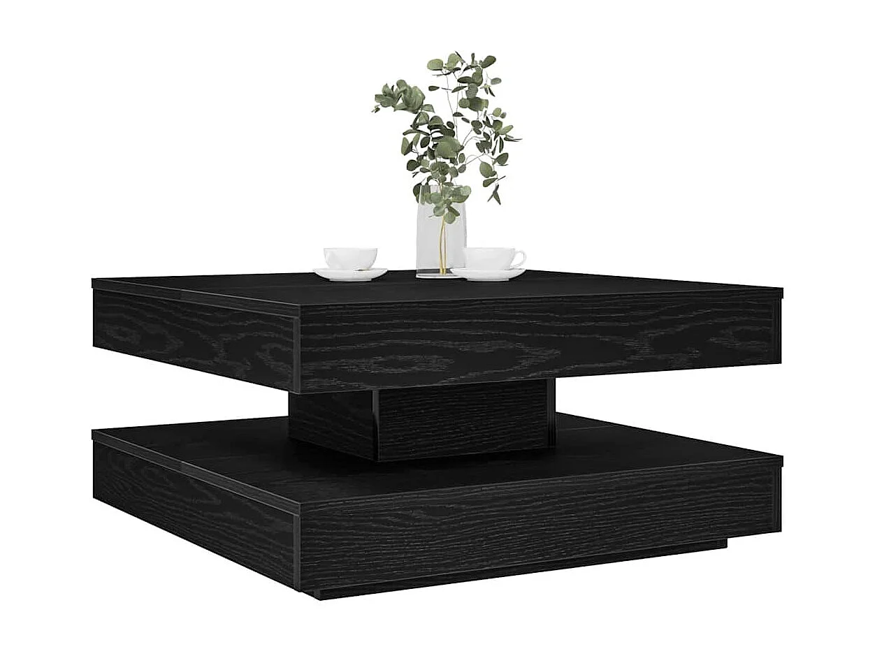 Tavolino da Caffè Girevole a 360 Gradi Nero 70x70x34,5 cm