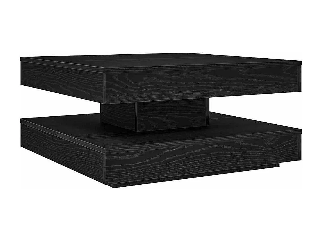 Tavolino da Caffè Girevole a 360 Gradi Nero 70x70x34,5 cm