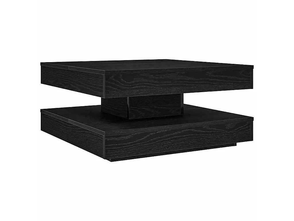 Table basse rotative à 360 degrés noir 70x70x34,5 cm