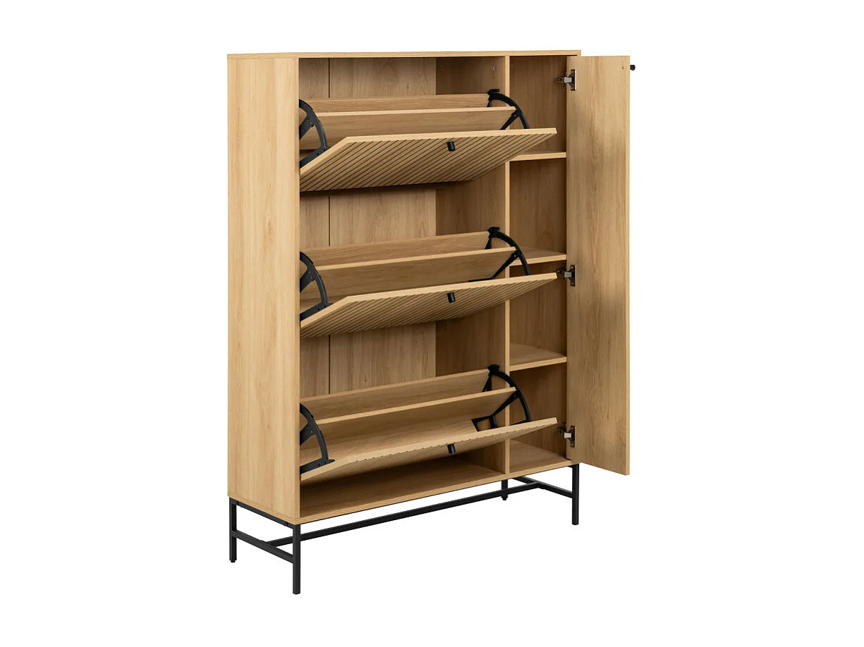 Storo - Meuble à chaussures 4 portes en bois et métal L98,7cm - Bois clair