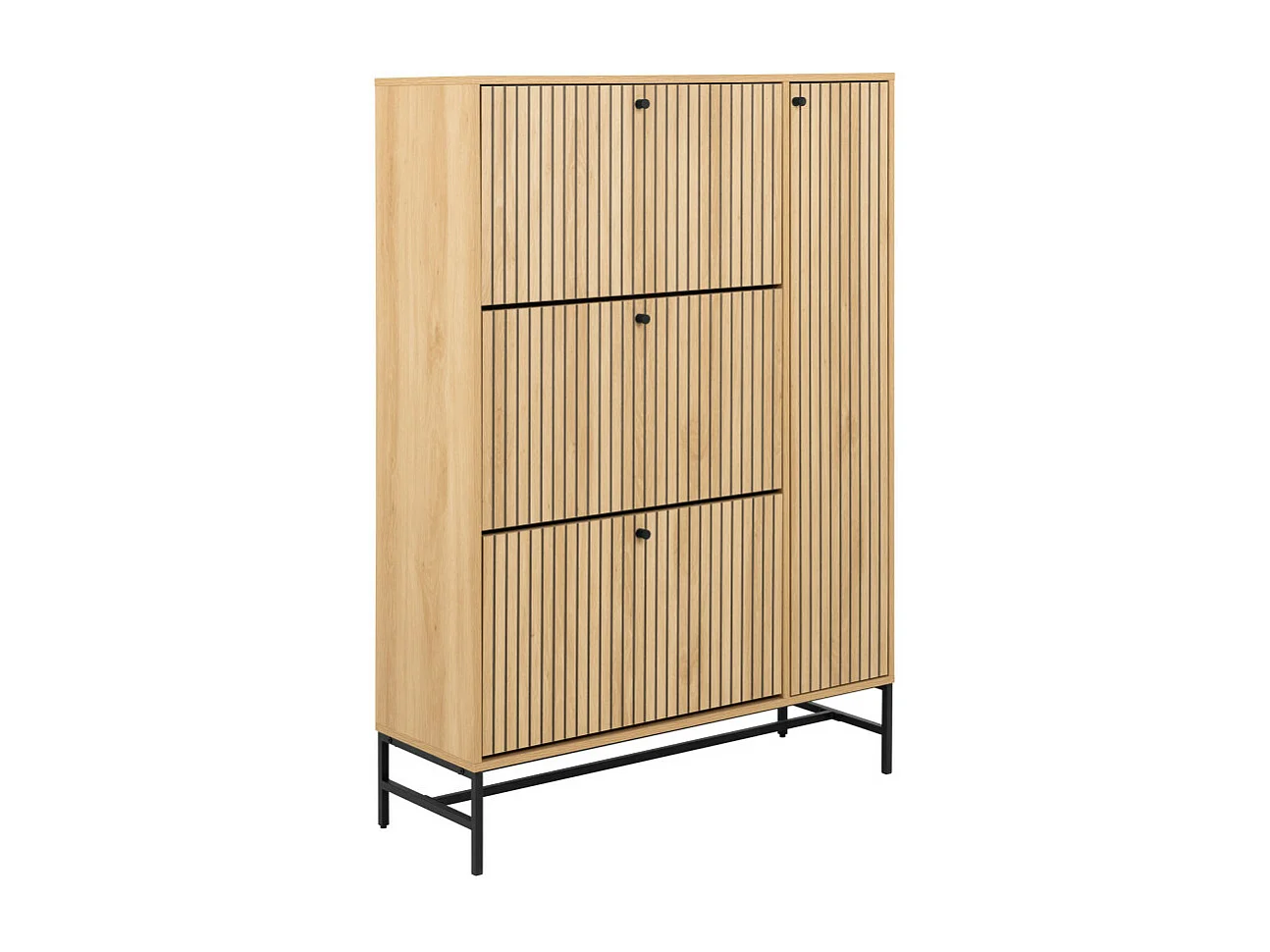 Storo - Meuble à chaussures 4 portes en bois et métal L98,7cm - Bois clair