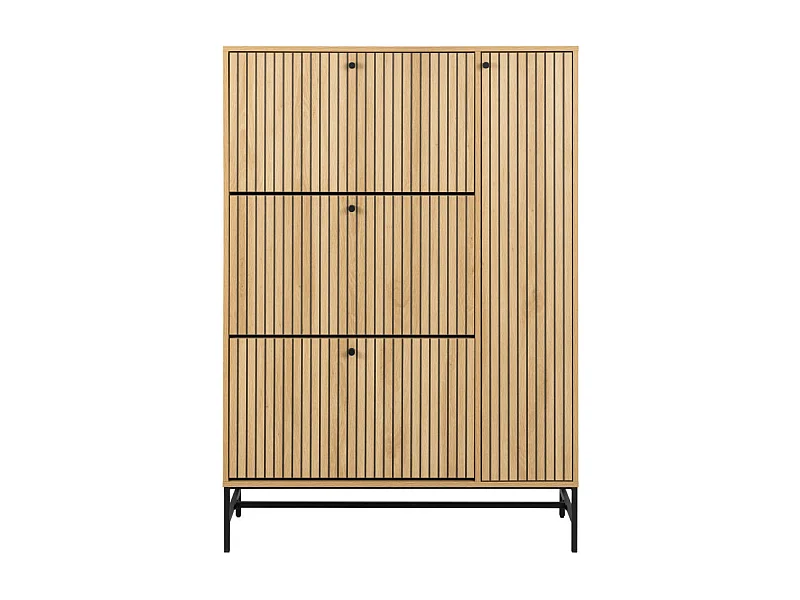 Storo - Meuble à chaussures 4 portes en bois et métal L98,7cm - Bois clair