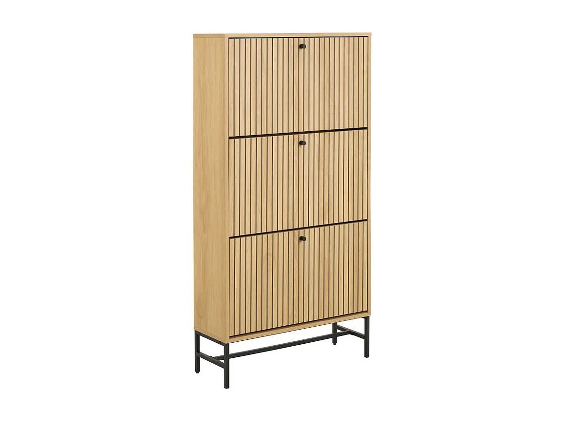 Storo - Meuble à chaussures 3 portes en bois et métal L71,6cm - Bois clair