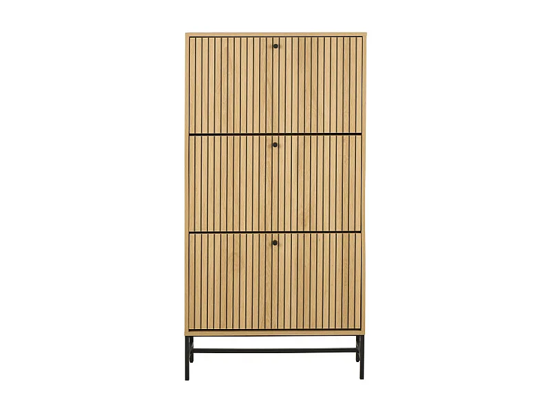 Storo - Meuble à chaussures 3 portes en bois et métal L71,6cm - Bois clair