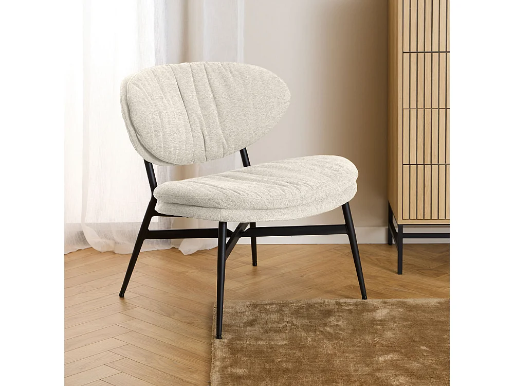Nubo - Fauteuil lounge en tissu et métal - Écru