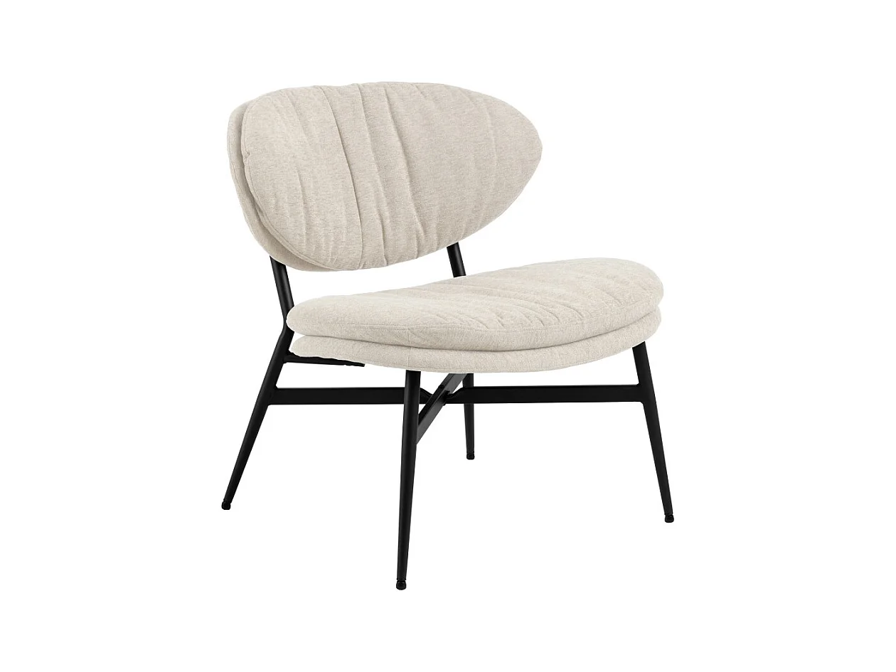 Nubo - Fauteuil lounge en tissu et métal - Écru