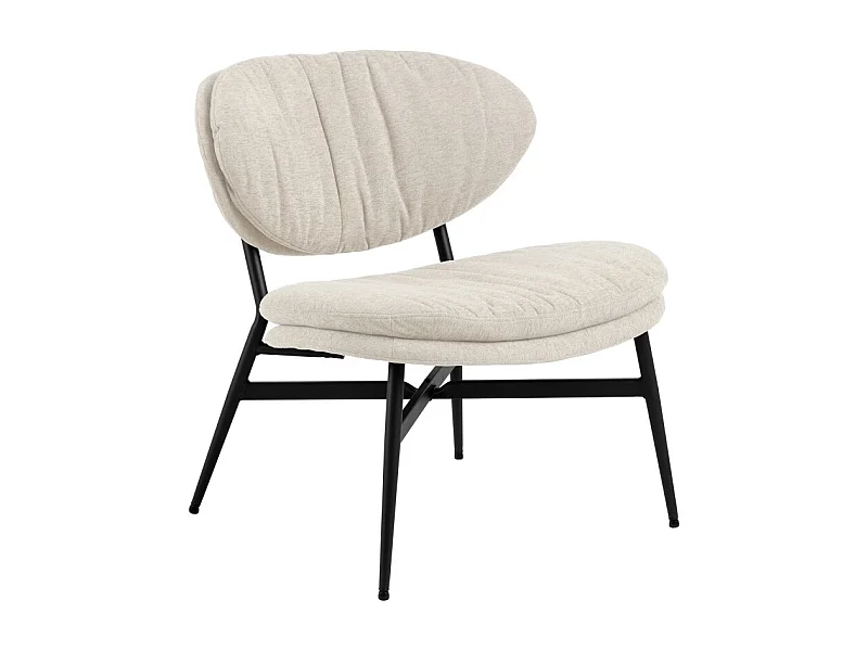 Nubo - Fauteuil lounge en tissu et métal - Écru