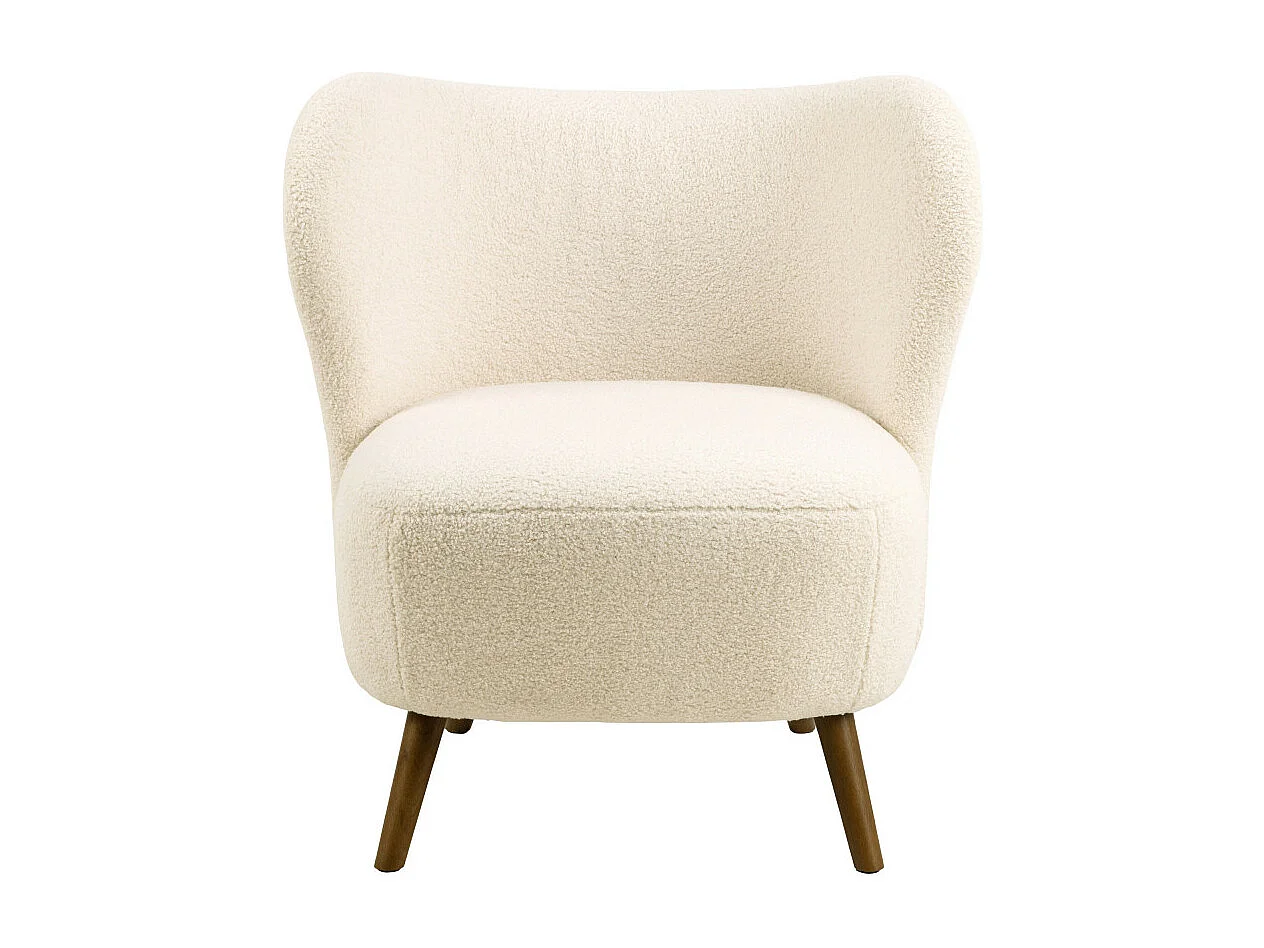Karl - Fauteuil en tissu bouclette et bois - Écru