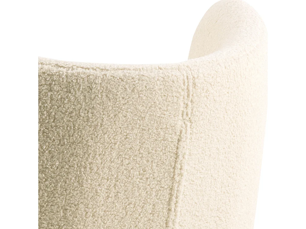 Karl - Fauteuil en tissu bouclette et bois - Écru