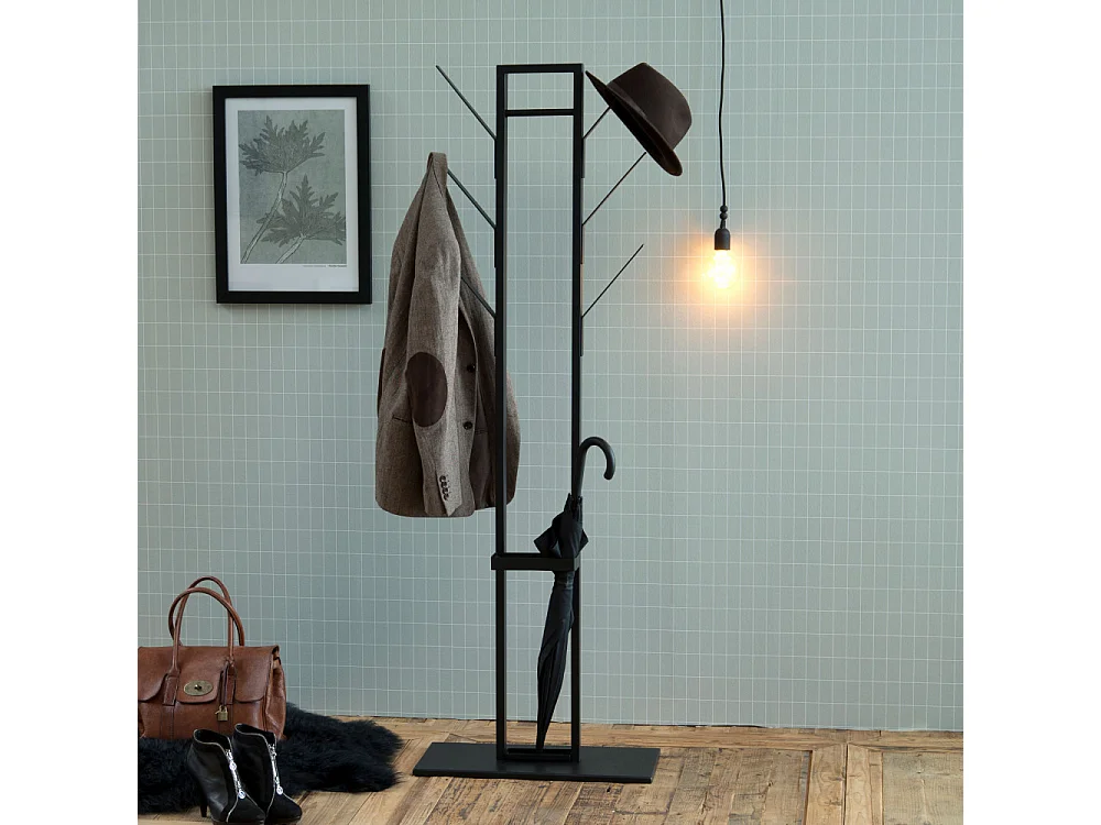 Pock - Porte-manteaux en métal H165cm - Noir