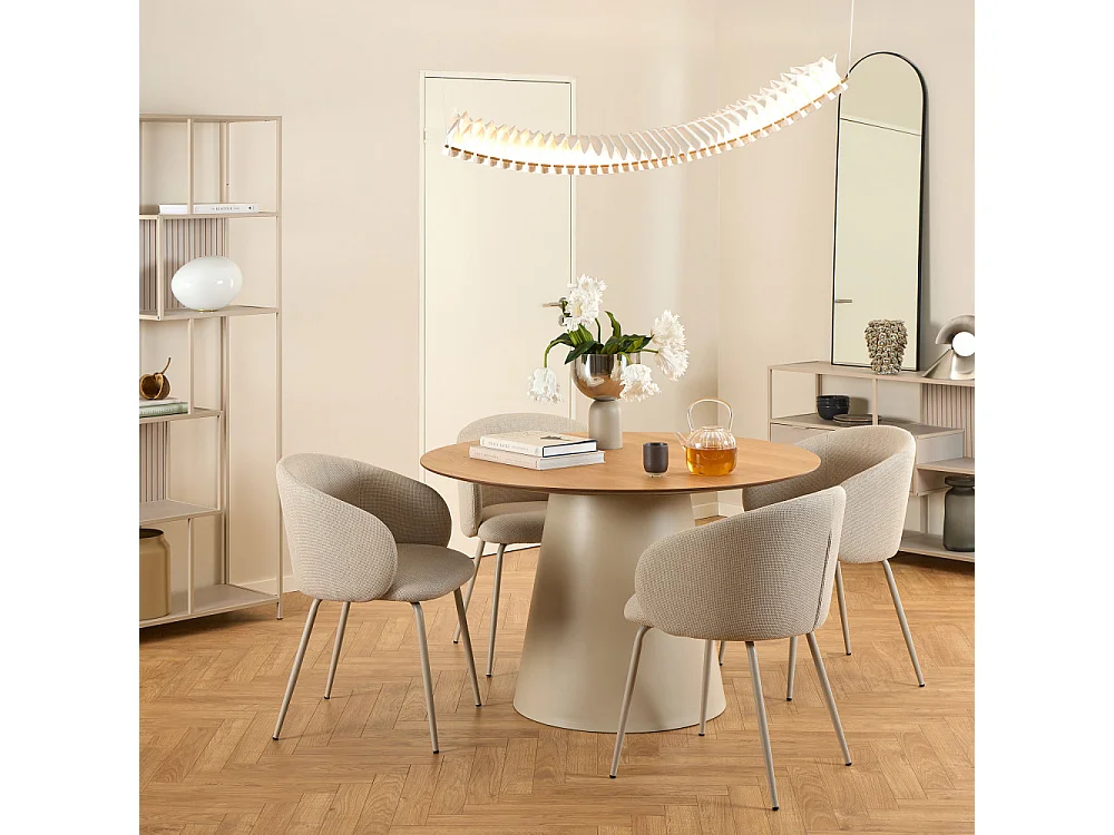 Parides - Table à manger 4 personnes ronde en bois - Bois clair