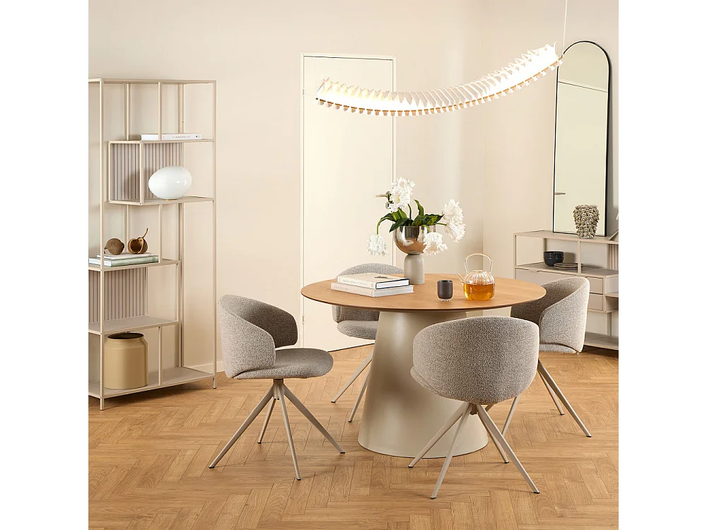 Parides - Table à manger 4 personnes ronde en bois - Bois clair